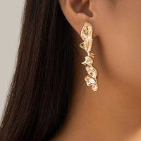 Thumbnail for Geometric Gold Silver Plated Irregular Lava Earrings - ArtGalleryZen