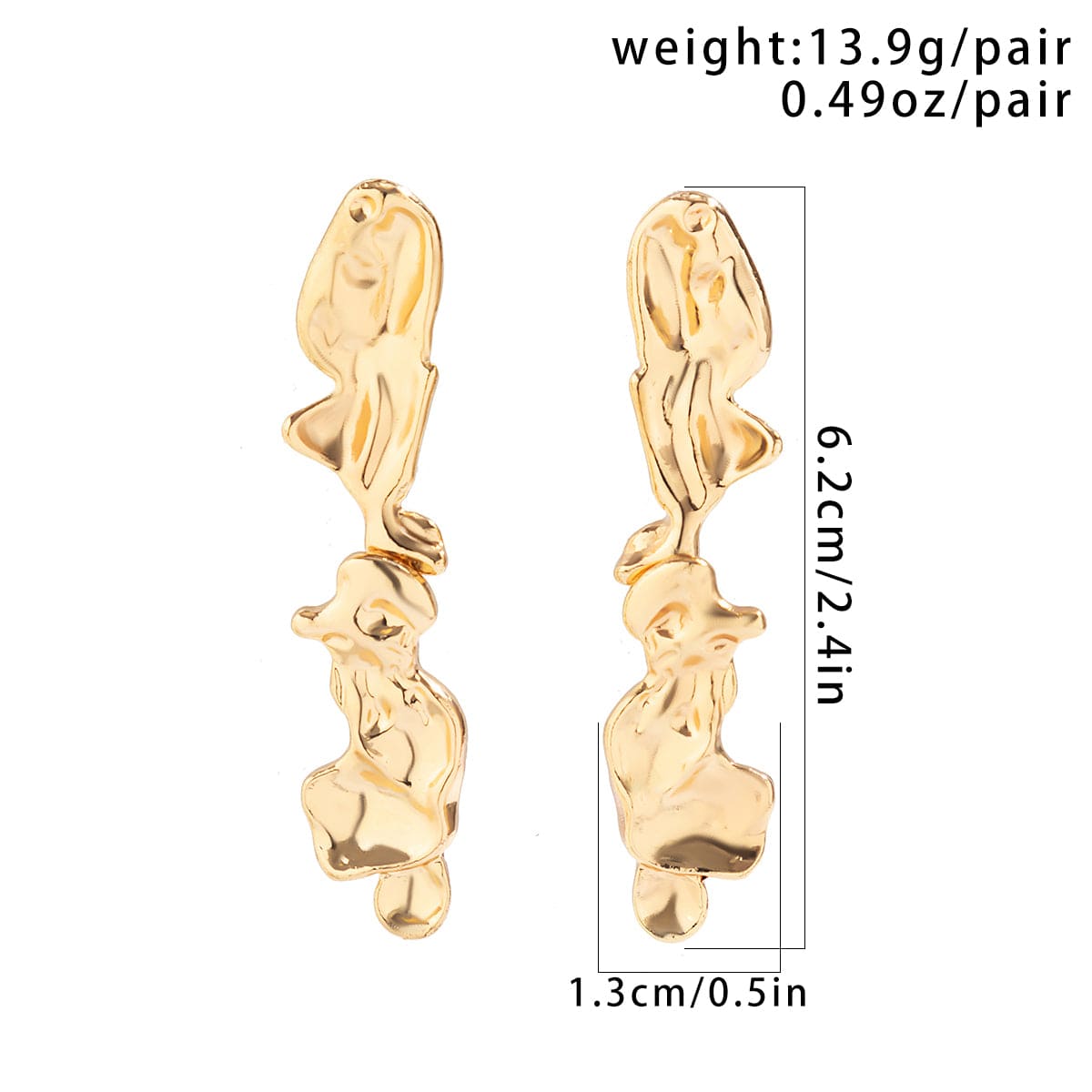 Geometric Gold Silver Plated Irregular Lava Earrings - ArtGalleryZen