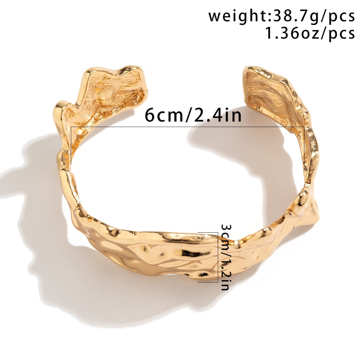 Geometric Gold Silver Plated Irregular Lava Open Cuff Bracelet - ArtGalleryZen