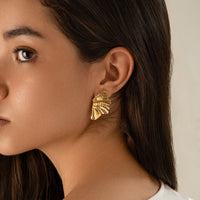 Thumbnail for Geometric Gold Silver Plated Wing Shaped Earrings - ArtGalleryZen