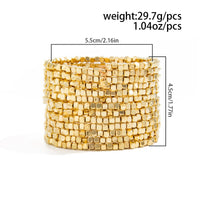 Thumbnail for Geometric Gold Silver Square Beaded Bracelet Layered Two Tone - ArtGalleryZen