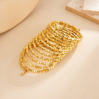 Thumbnail for Geometric Gold Silver Square Beaded Bracelet Layered Two Tone - ArtGalleryZen