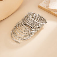 Thumbnail for Geometric Gold Silver Square Beaded Bracelet Layered Two Tone - ArtGalleryZen