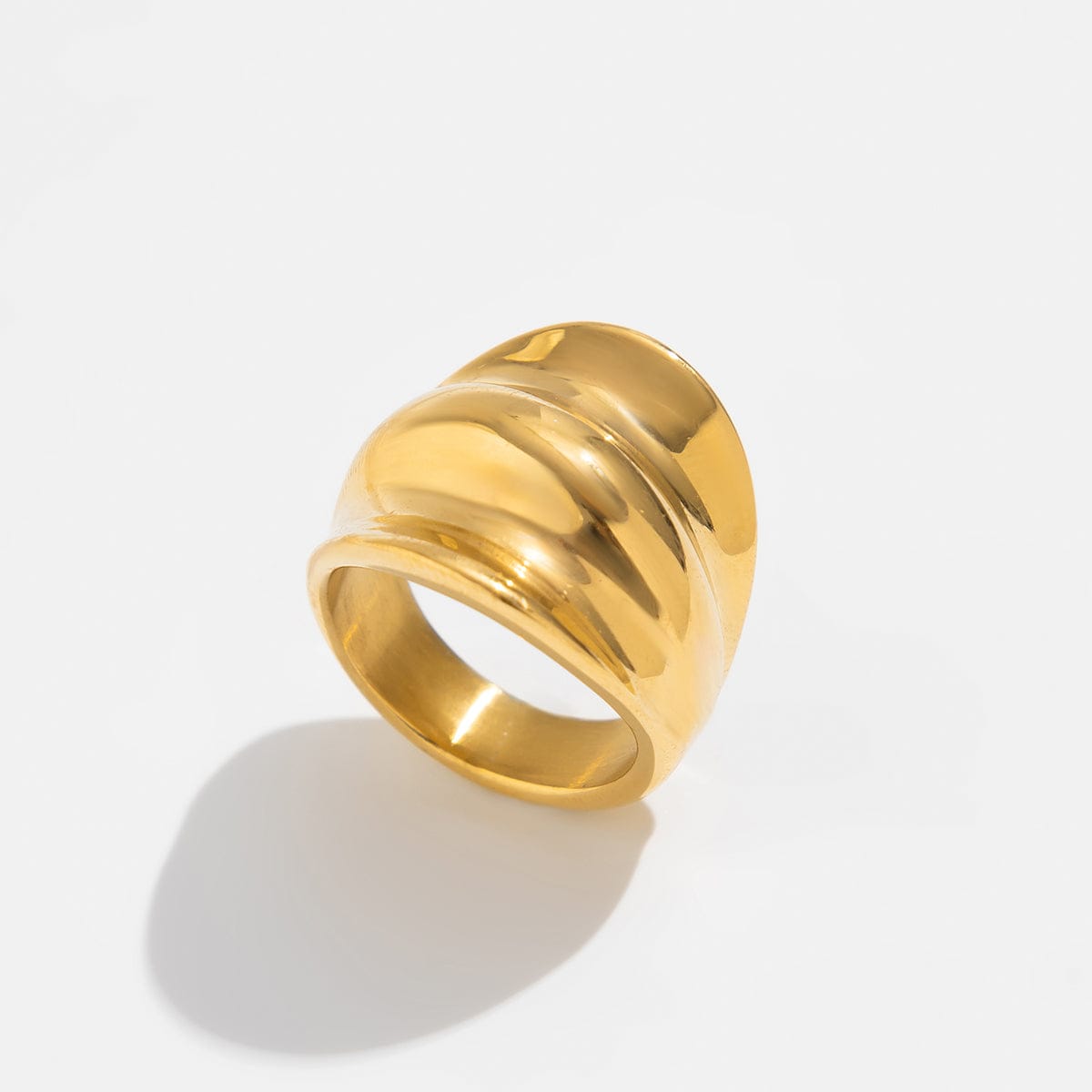 Geometric Gold Silver Tone Chunky Pleated Ring - ArtGalleryZen