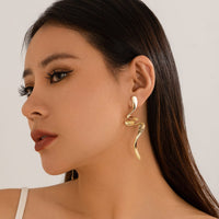 Thumbnail for Geometric Gold Silver Tone Curved Ribbon Earrings - ArtGalleryZen
