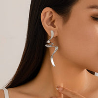 Thumbnail for Geometric Gold Silver Tone Curved Ribbon Earrings - ArtGalleryZen