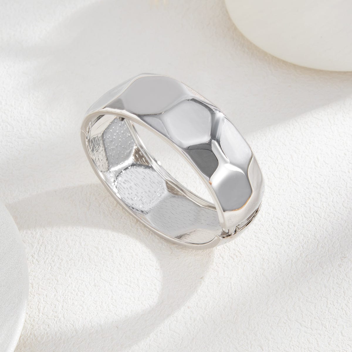 Geometric Gold Silver Tone Cut Surface Bangle Bracelet - ArtGalleryZen