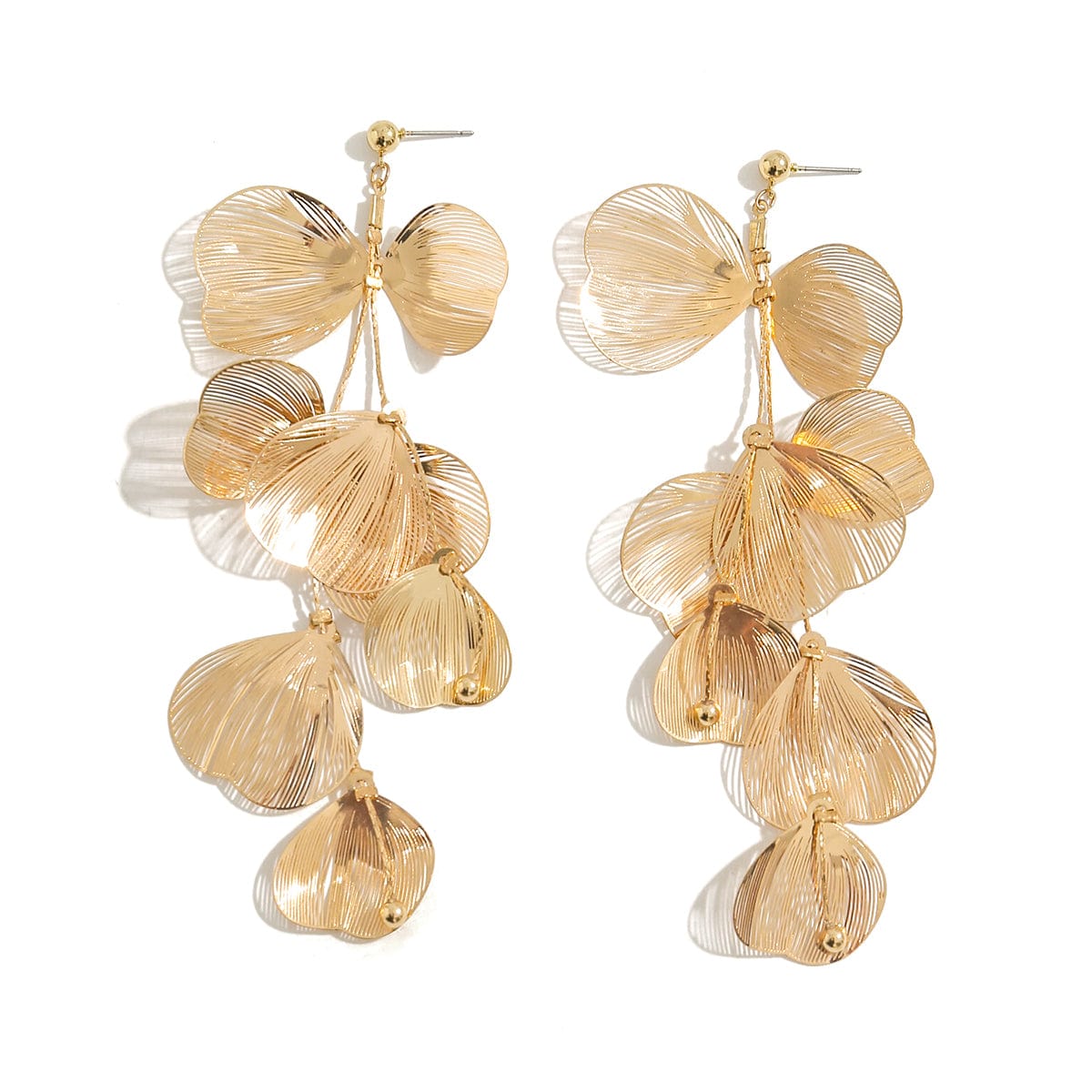 Geometric Abstract Gold Silver Tone Leaf Pendant Earrings - ArtGalleryZen