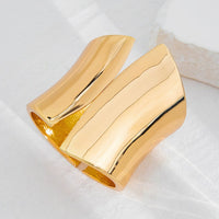 Thumbnail for Geometric Gold Silver Tone Glossy Wide Cuff Bangle Bracelet - ArtGalleryZen