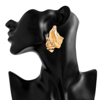 Thumbnail for Geometric Gold Silver Tone Irregular Pleated Stud Earrings - ArtGalleryZen