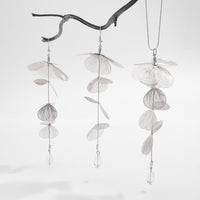 Thumbnail for Geometric Gold Silver Tone Leaf Crystal Pendant Y Necklace Earrings Set - ArtGalleryZen
