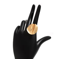 Thumbnail for Geometric Gold Silver Tone Round Disk Curved Open Ring - ArtGalleryZen