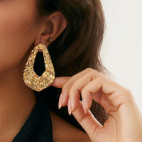Thumbnail for Geometric Hollow Pleated Waterdrop Stud Earrings - ArtGalleryZen