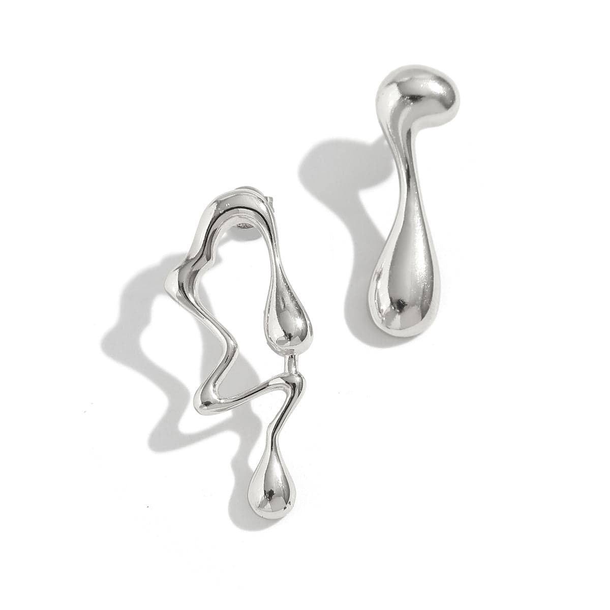 Geometric Irregular Melting Waterdrop Asymmetrical Earrings - ArtGalleryZen