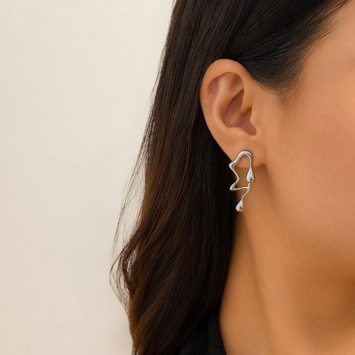 Geometric Irregular Melting Waterdrop Asymmetrical Earrings - ArtGalleryZen