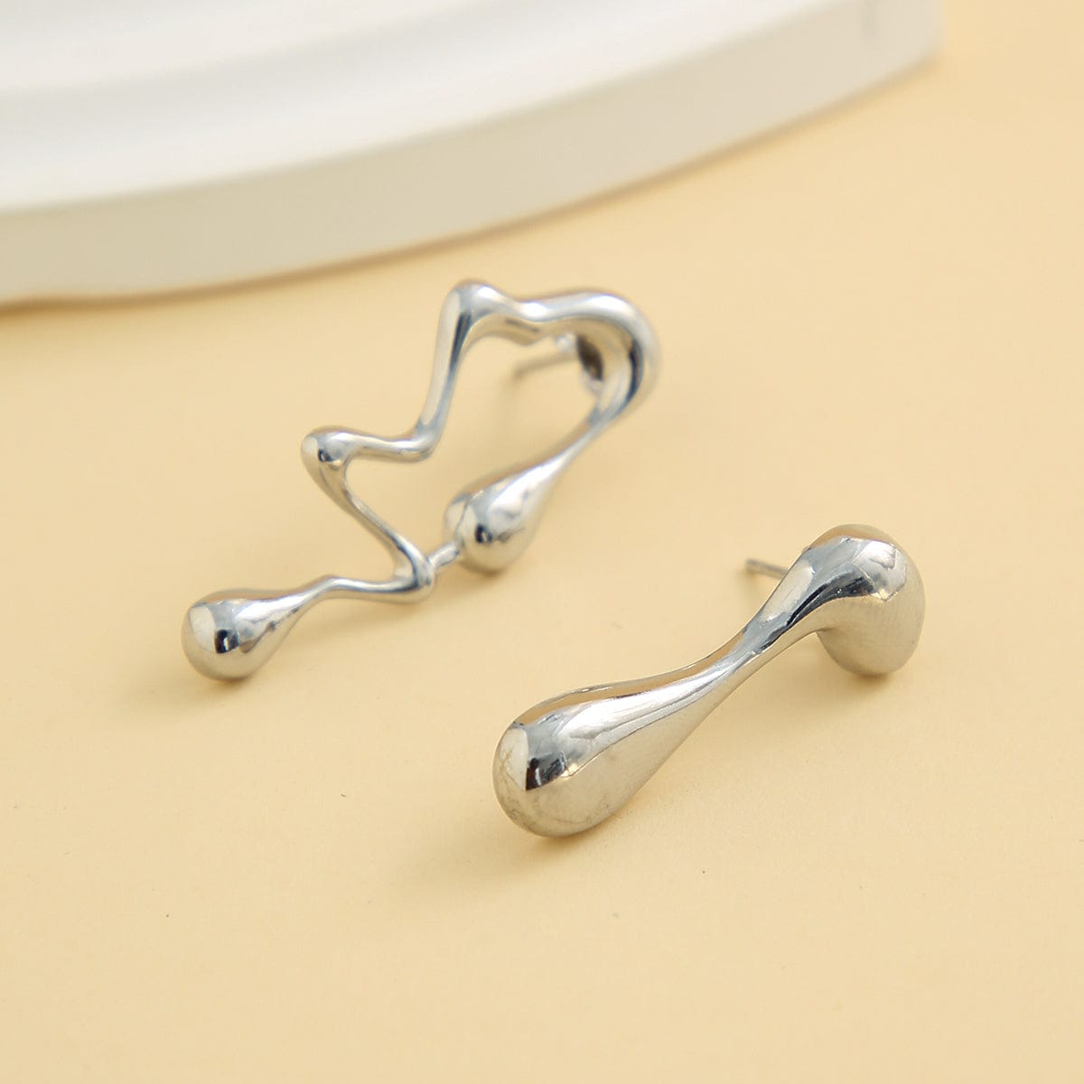 Geometric Irregular Melting Waterdrop Asymmetrical Earrings - ArtGalleryZen