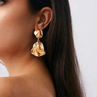Thumbnail for Geometric Irregular Pleated Pattern Dangle Earrings - ArtGalleryZen