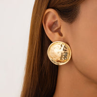 Thumbnail for Geometric Irregular Textured Round Disk Stud Earrings - ArtGalleryZen