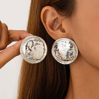 Thumbnail for Geometric Irregular Textured Round Disk Stud Earrings - ArtGalleryZen