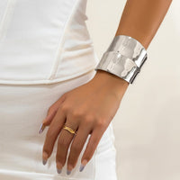 Thumbnail for Geometric Irregular Wide Open Cuff Bracelet - ArtGalleryZen