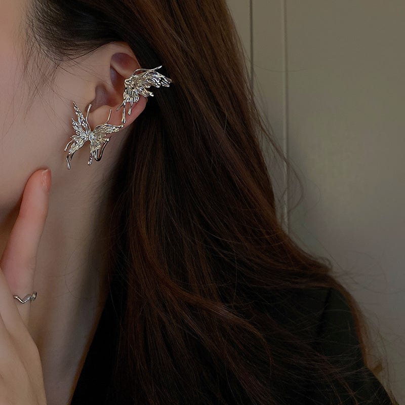 Geometric Liquid Butterfly Ear Cuff Climber Crawler Wrap Earring - ArtGalleryZen