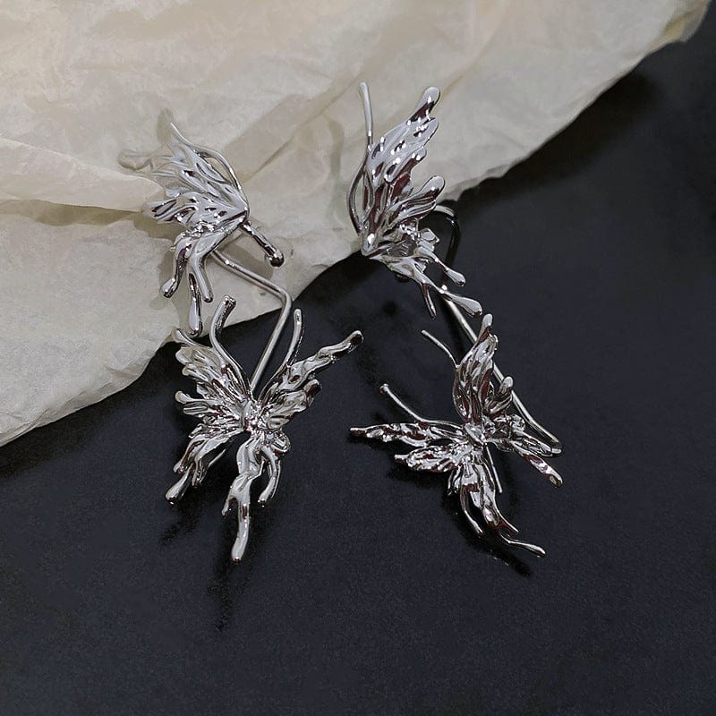 Geometric Liquid Butterfly Ear Cuff Climber Crawler Wrap Earring - ArtGalleryZen