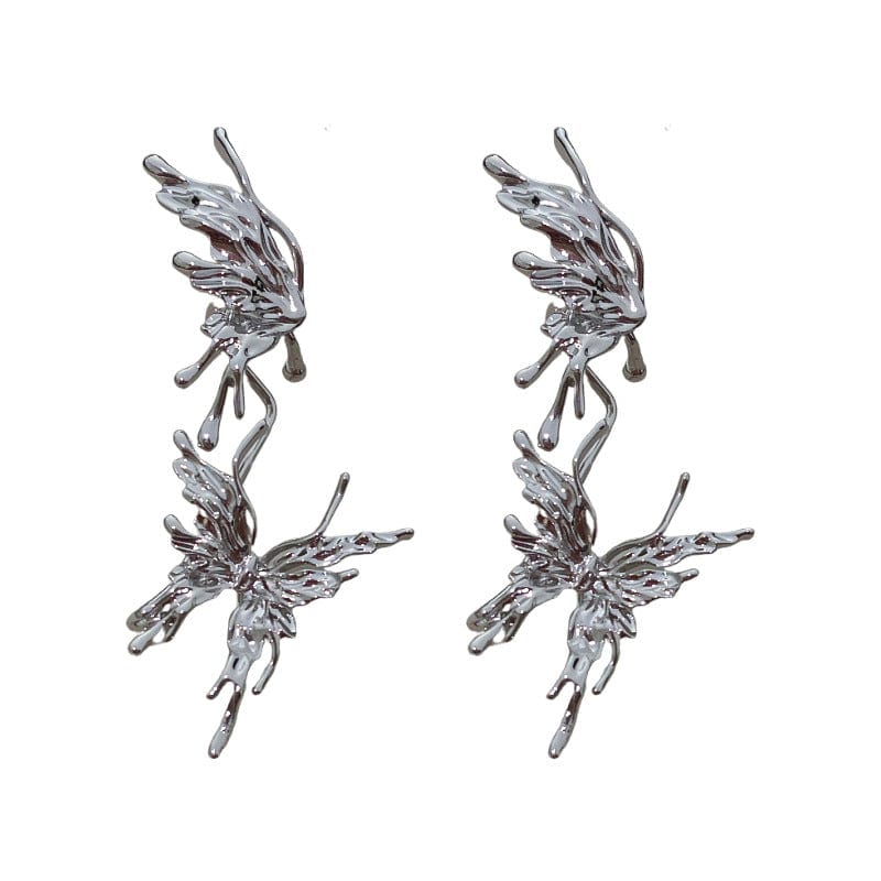 Geometric Liquid Butterfly Ear Cuff Climber Crawler Wrap Earring - ArtGalleryZen