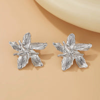 Thumbnail for Geometric Metallic Layered Flower Stud Earrings - ArtGalleryZen
