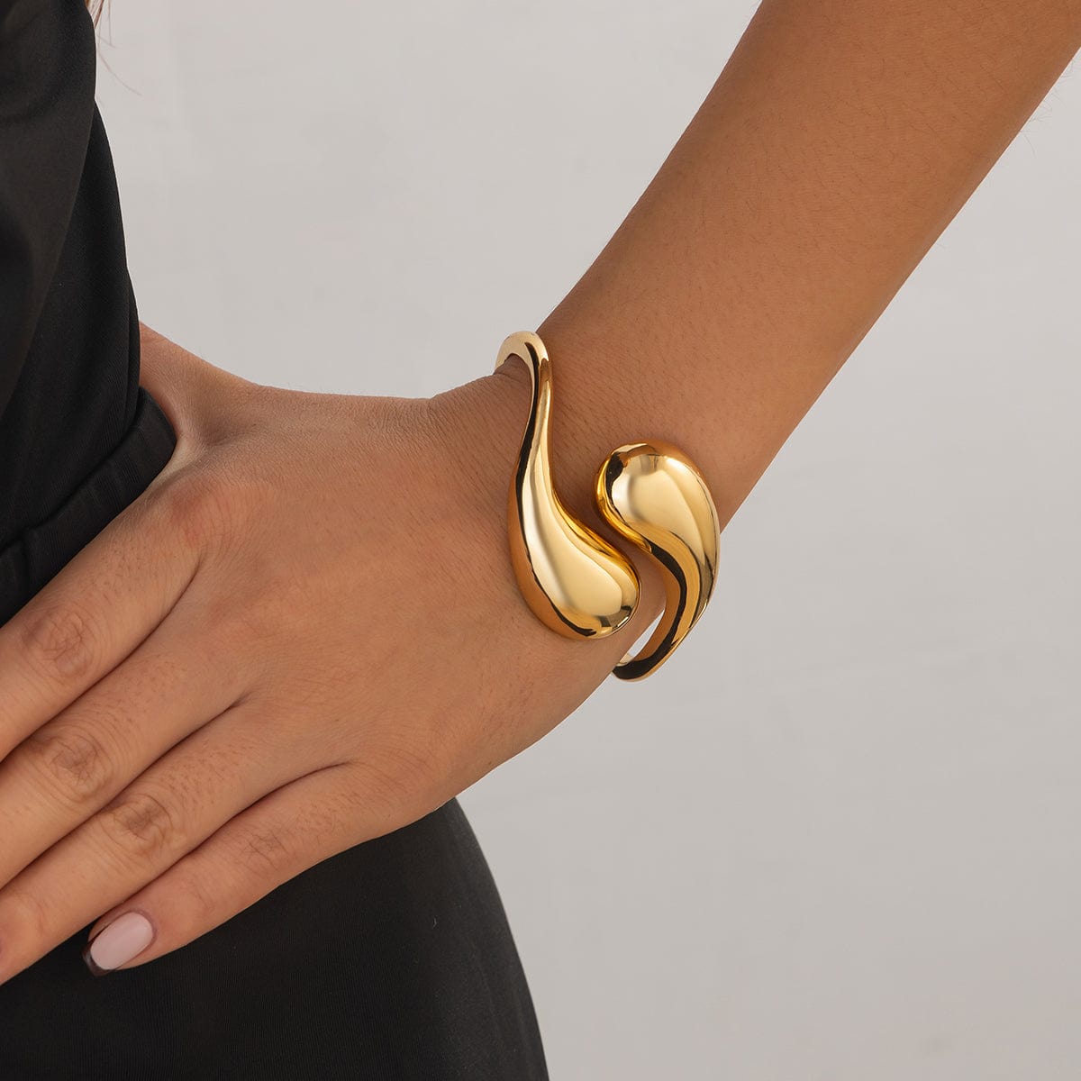 Geometric Minimalist Duo Waterdrop Bangle Bracelet - ArtGalleryZen