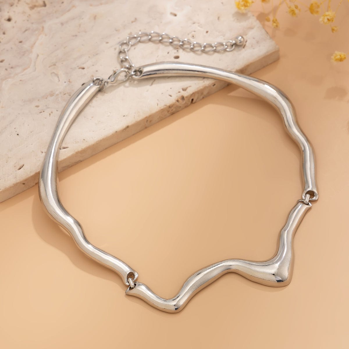 Geometric Minimalist Flow Water Collar Necklace - ArtGalleryZen