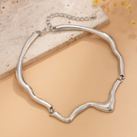 Thumbnail for Geometric Minimalist Flow Water Collar Necklace - ArtGalleryZen