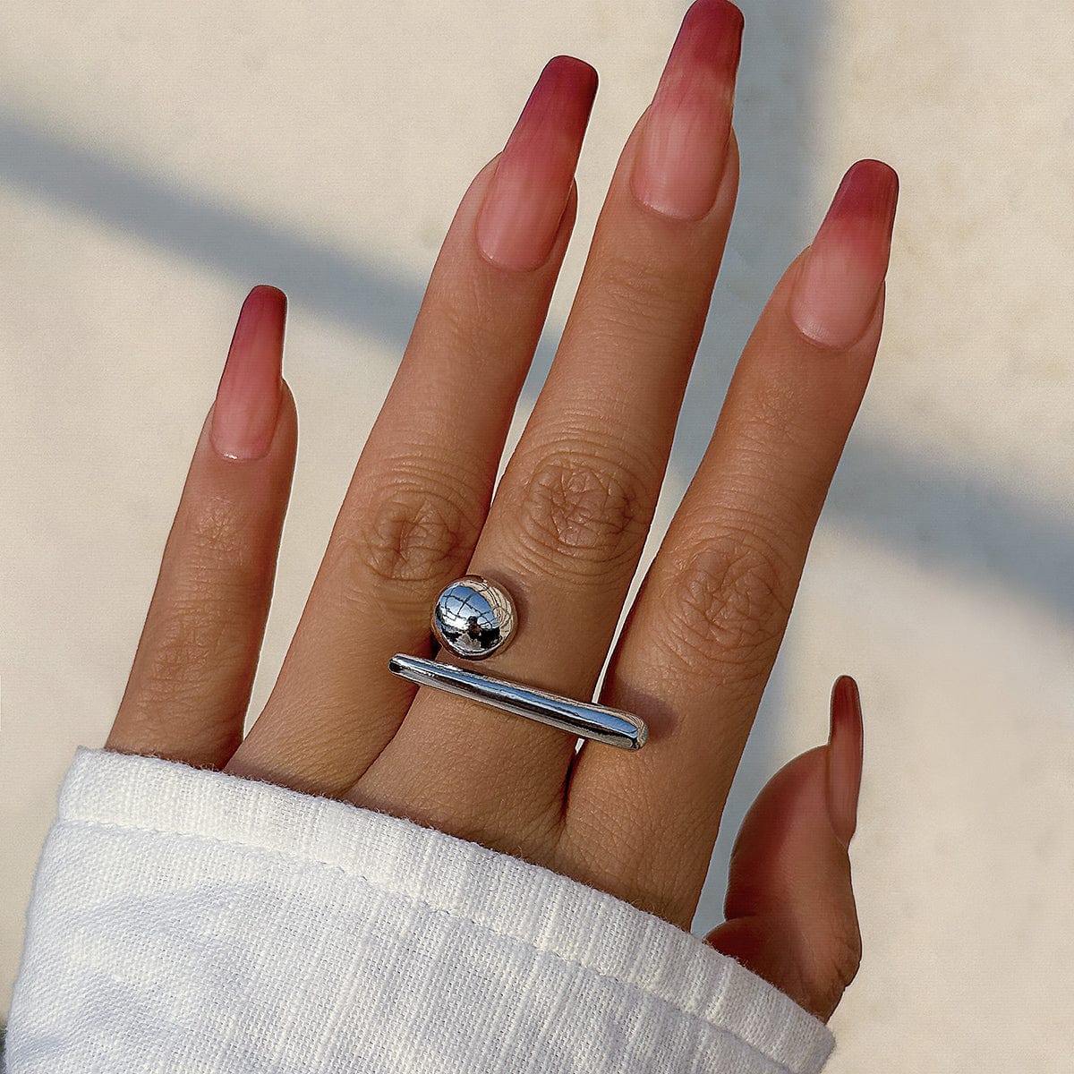 Geometric Minimalist Glossy Round Open Ring - ArtGalleryZen