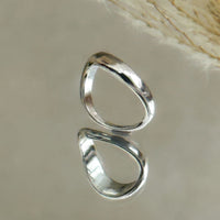 Thumbnail for Geometric Minimalist Gold Silver Plated Curved Ring - ArtGalleryZen