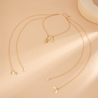 Thumbnail for Geometric Pearl Pleated Waterdrop Charm Long Chain Necklace - ArtGalleryZen
