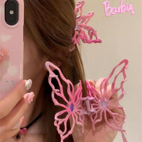 Thumbnail for Geometric Pink Hollow Butterfly Chignon Claw Clip Hair Clip - ArtGalleryZen