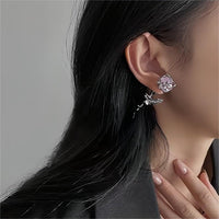 Thumbnail for Geometric Purple Agate Rose Earrings - ArtGalleryZen