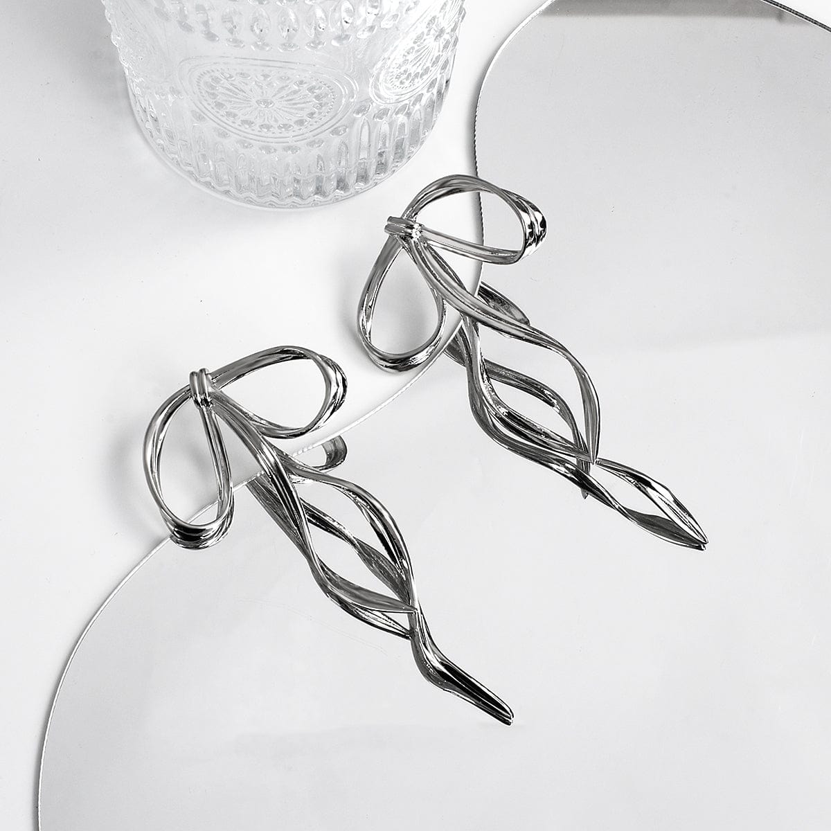 Geometric Ribbon Dangle Earrings - ArtGalleryZen