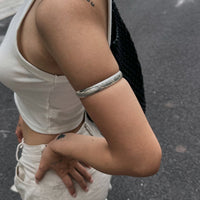 Thumbnail for Geometric Silver Plated Striped Arm Cuff - ArtGalleryZen