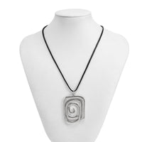 Thumbnail for Geometric Spiral Square Wax Cord String Necklace - ArtGalleryZen