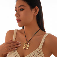 Thumbnail for Geometric Spiral Square Wax Cord String Necklace - ArtGalleryZen