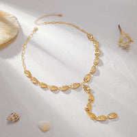 Thumbnail for Geometric Textured Waterdrop Y Necklace - ArtGalleryZen