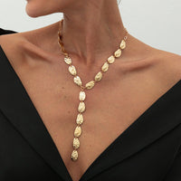 Thumbnail for Geometric Textured Waterdrop Y Necklace - ArtGalleryZen