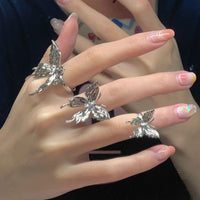 Thumbnail for Geometric Three Butterflies Ring Set - ArtGalleryZen