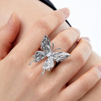 Thumbnail for Geometric Three Butterflies Ring Set - ArtGalleryZen