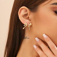 Thumbnail for Geometric Tiny Gold Silver Tone Lava Earrings - ArtGalleryZen