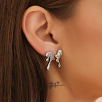 Thumbnail for Geometric Tiny Gold Silver Tone Lava Earrings - ArtGalleryZen