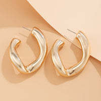 Thumbnail for Geometric Twisted Chunky Open Hoop Stud Earrings - ArtGalleryZen