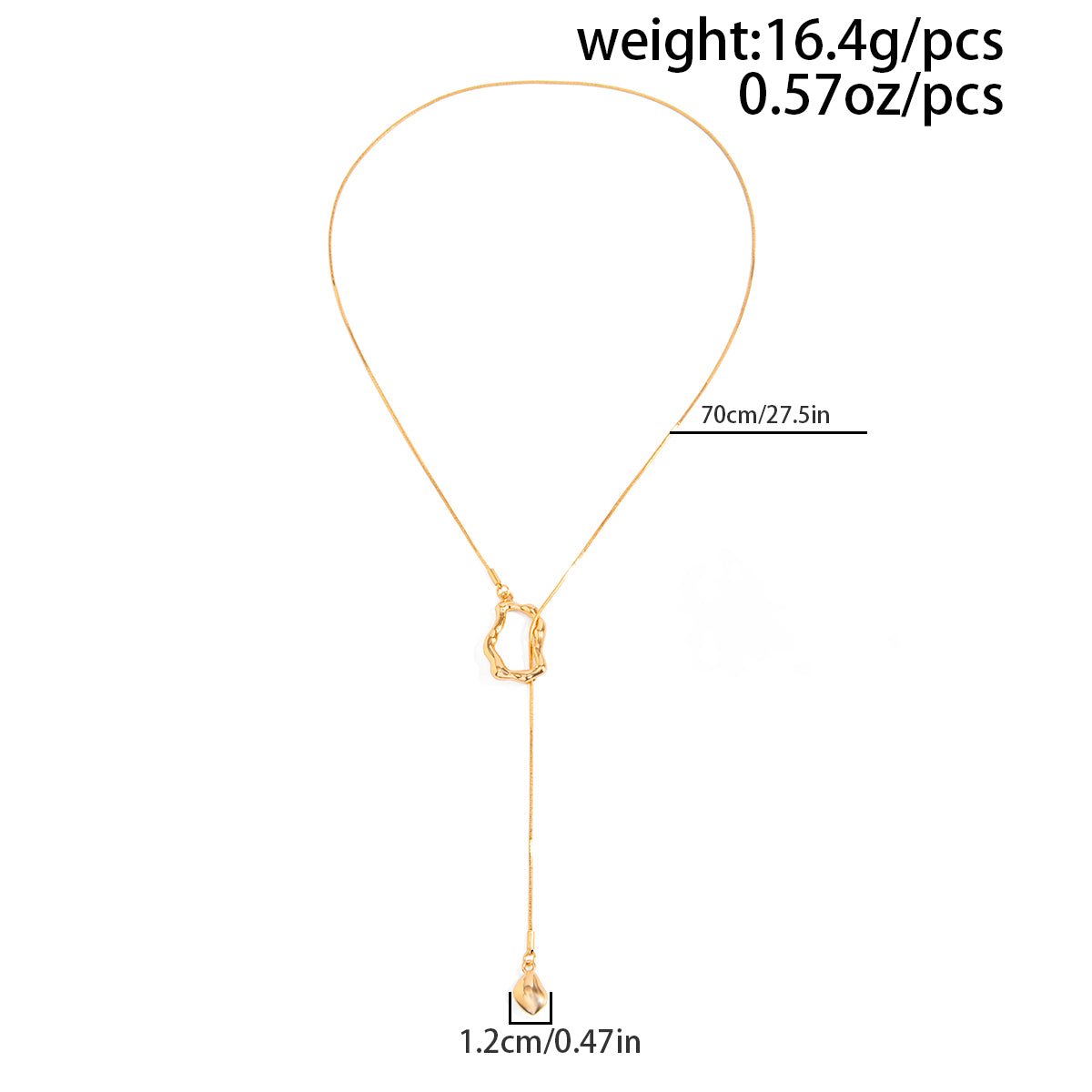 Geometric Waterdrop Pendant Lava Long Chain Necklace - ArtGalleryZen