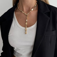 Thumbnail for Geometric Waterdrop Y Necklace Gold Silver Layering Pendant - ArtGalleryZen