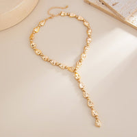 Thumbnail for Geometric Waterdrop Y Necklace Gold Silver Layering Pendant - ArtGalleryZen